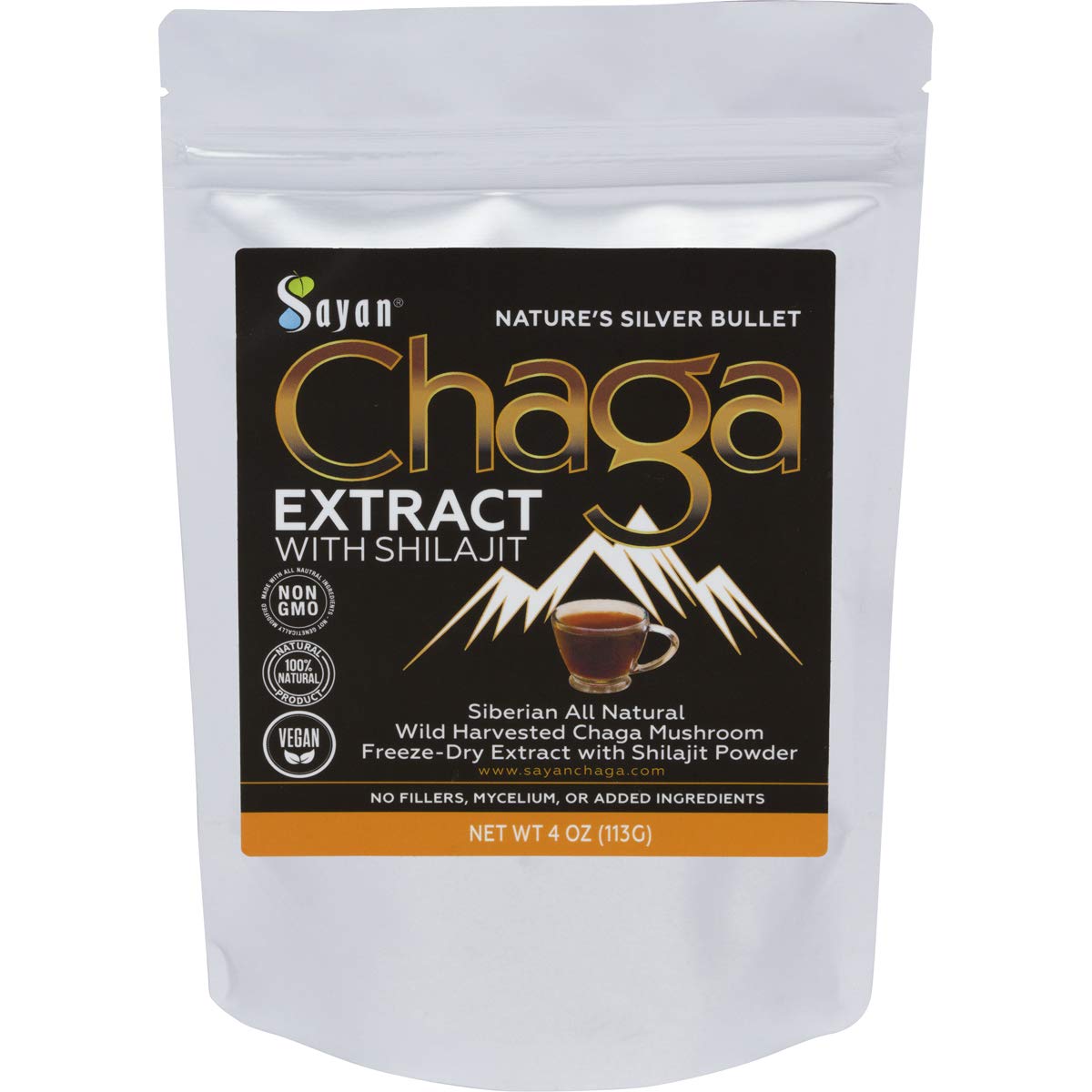Sayan Siberian Chaga Extract bottle front for antioxidant support and quality