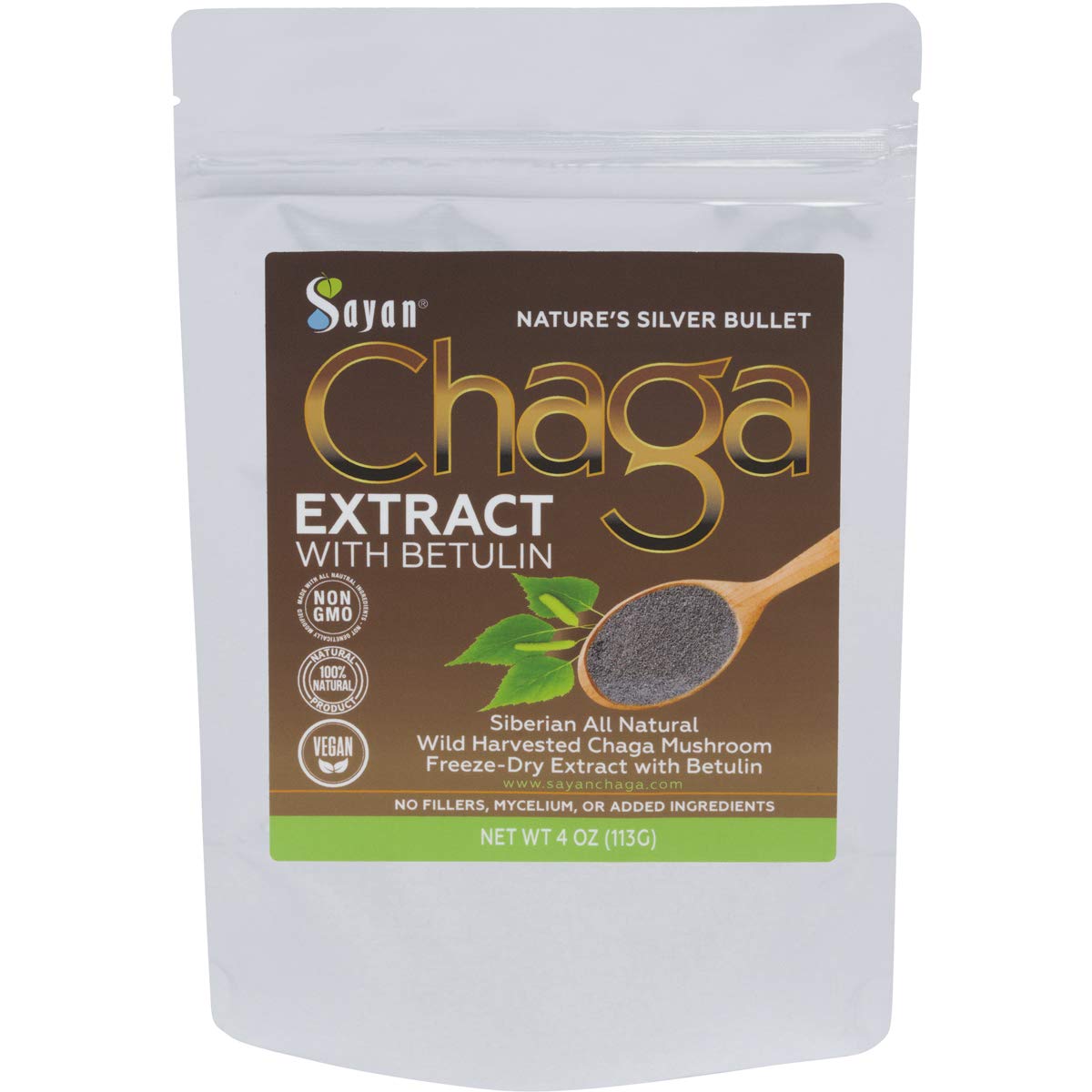 Sayan Siberian Chaga extract bottle supports daily energy with a clean, antioxidant-rich blend.