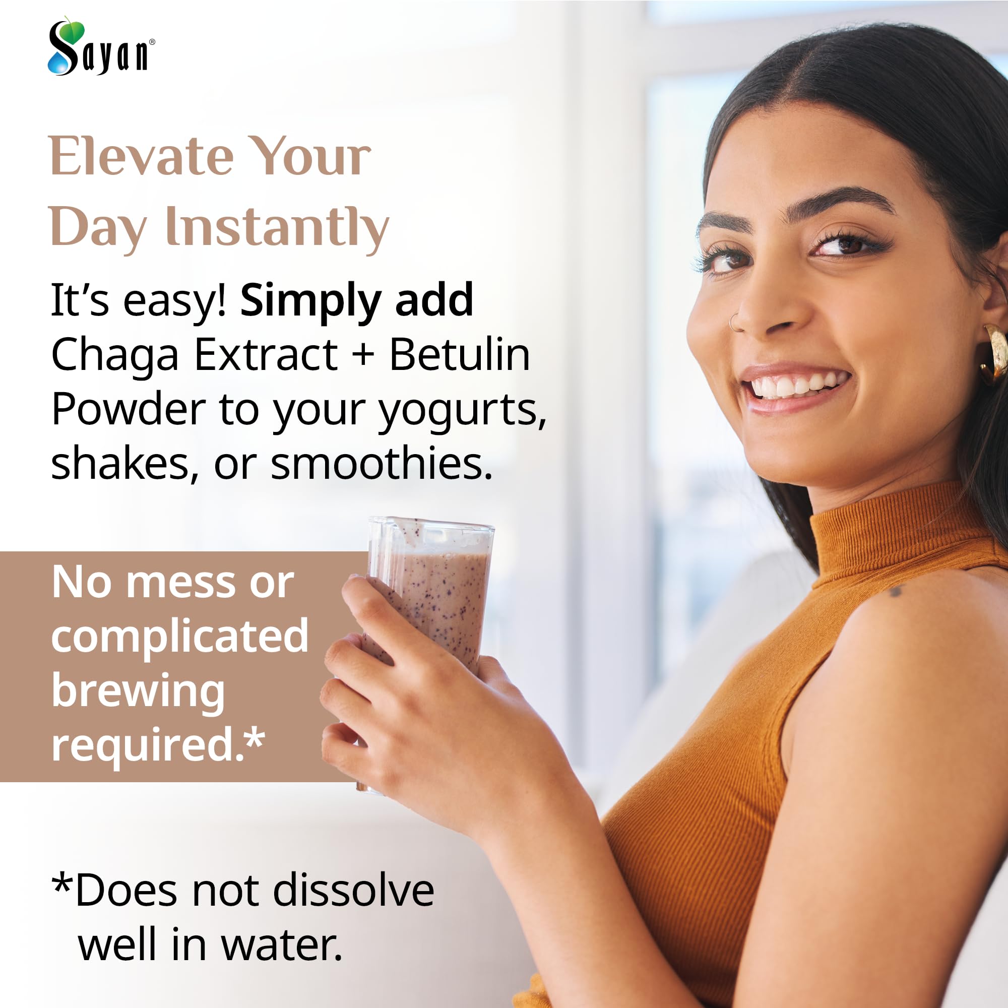 Sayan smoothie ingredients with Chaga provide a convenient wellness boost.