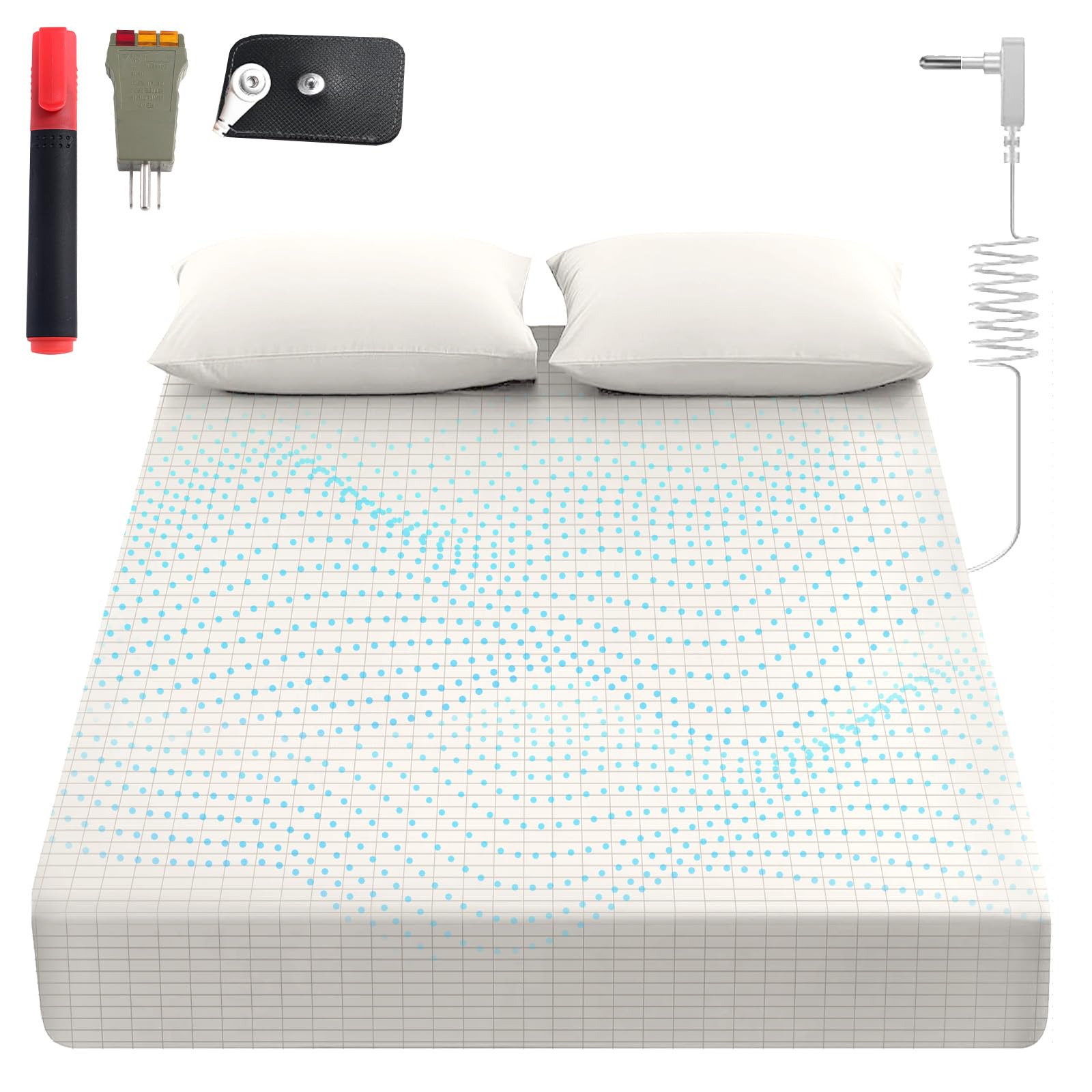 Sayorg grounding sheet king front view in white fabric.