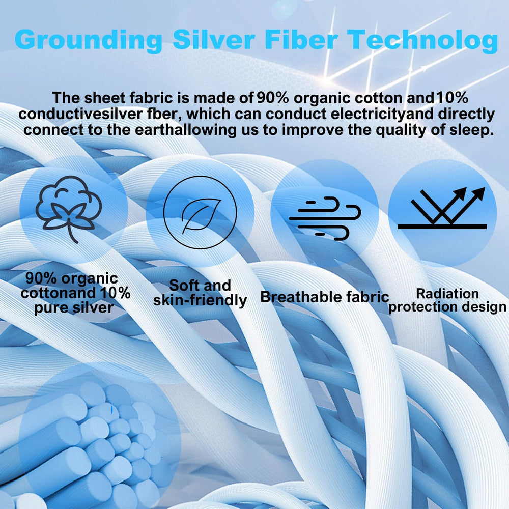 Sayorg Grounding Sheets King on bed demonstrates wrinkle-free fit and deep-pocket design.
