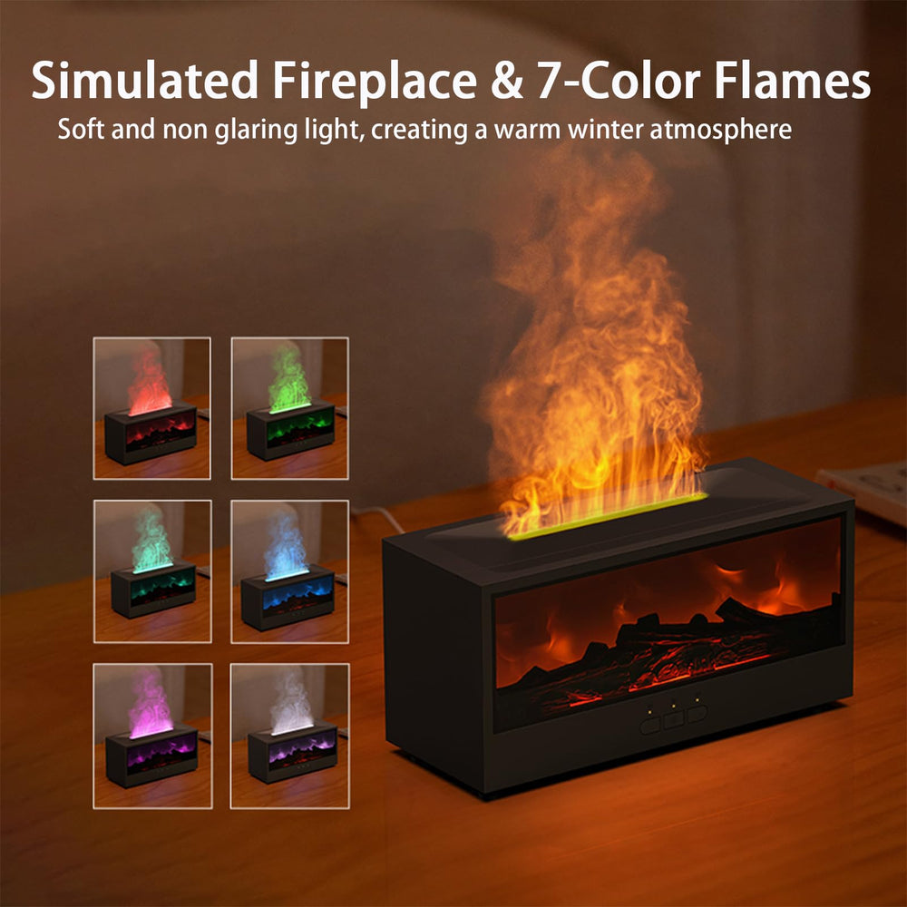 SAYTAY fireplace diffuser 7-color ambient lighting enhances mood during yoga.