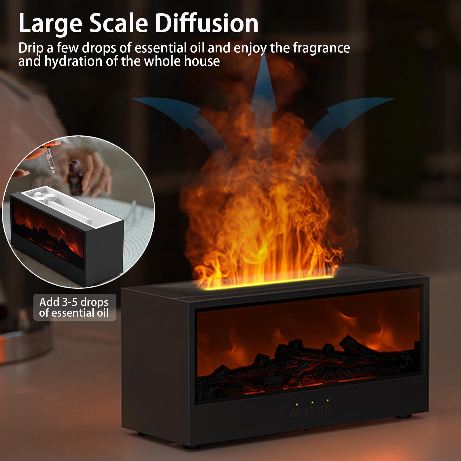 SAYTAY fireplace diffuser water tank highlight easy top-fill maintenance.