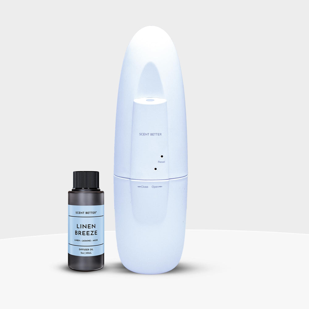 SB Scent Better Plug In Diffuser on a wall delivering even scent in a 500 sq ft space.