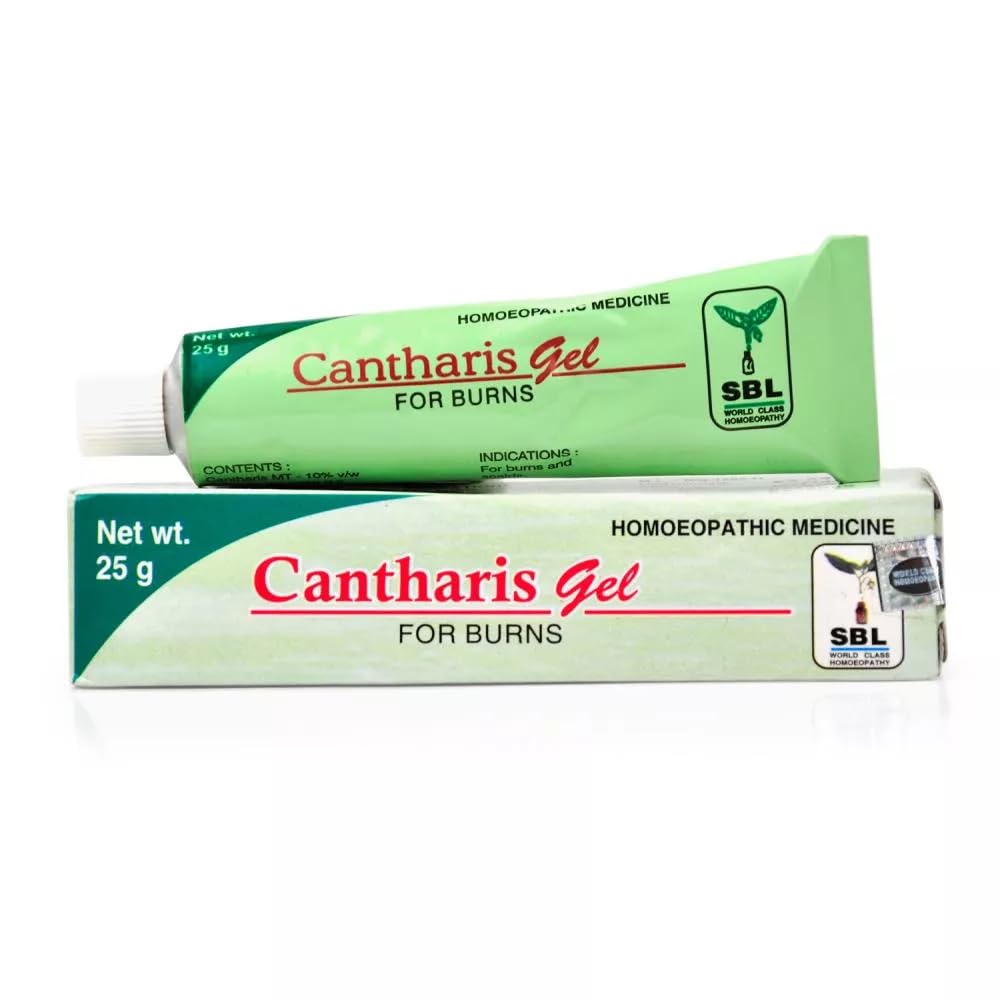 SBL Cantharis Gel on burns provides soothing relief for minor skin irritation