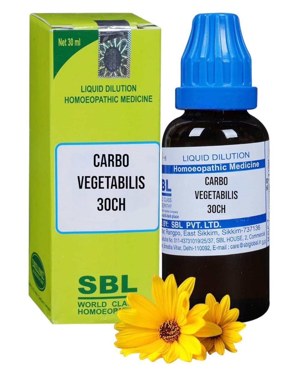 SBL Carbo Vegetabilis 30 CH bottle for digestive comfort and occasional gas.