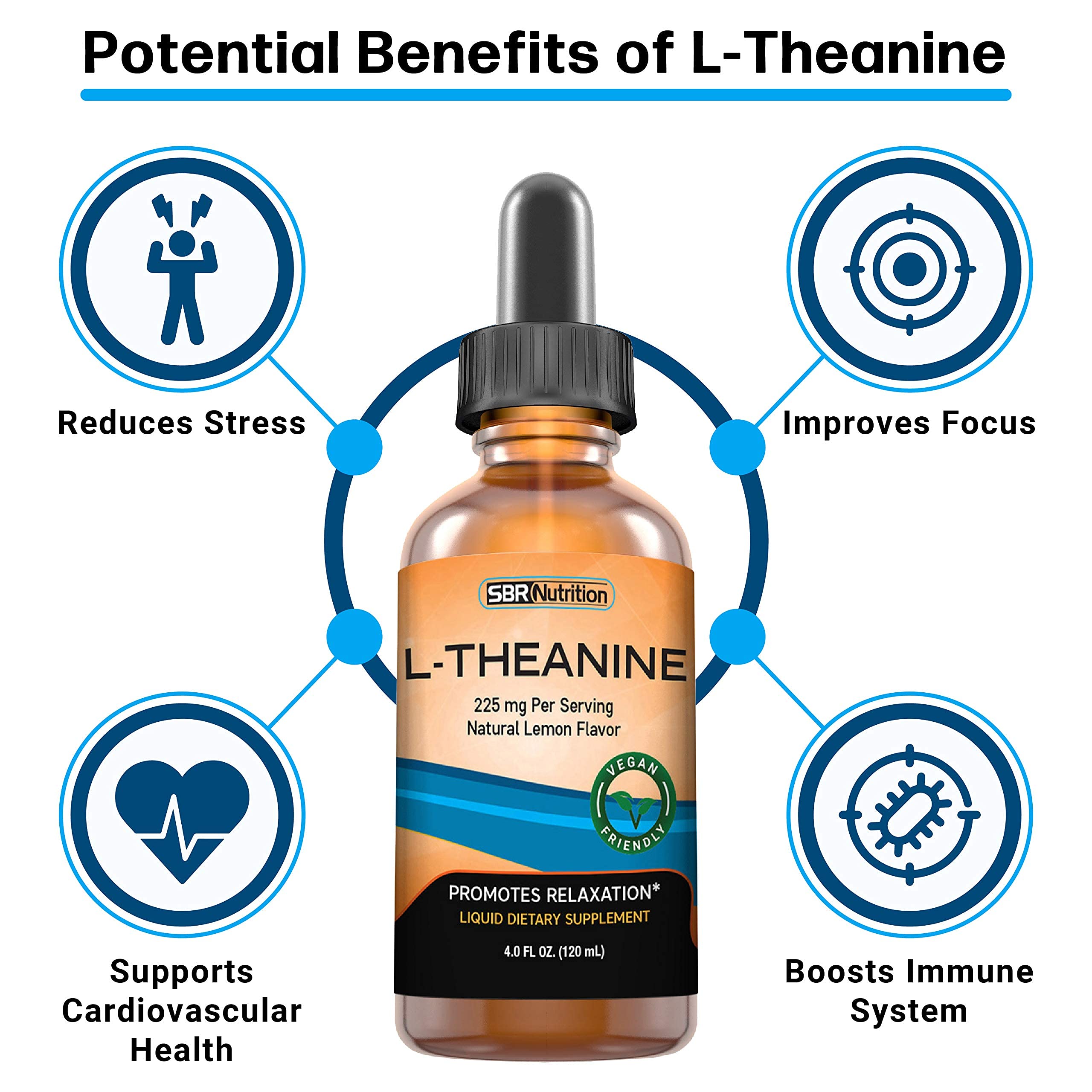 Dropper releases SBR Nutrition L-Theanine Drops into tea for a soothing, focused moment.