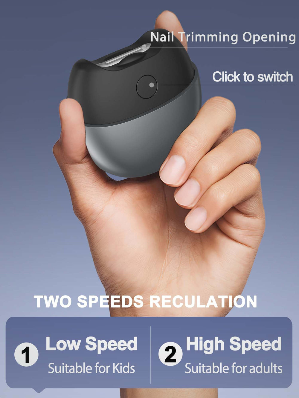 SCAIKTIG electric nail clipper with light close-up showing LED visibility