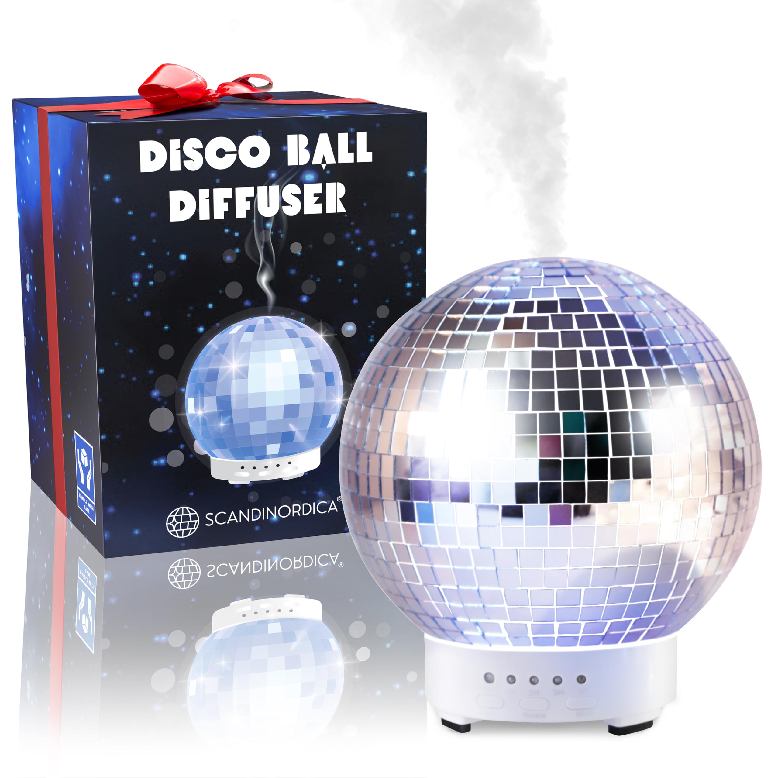 SCANDINORDICA disco ball diffuser rotates to create dynamic light patterns