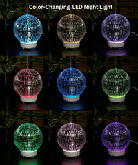 SCANDINORDICA disco ball diffuser soft night glow creates cozy bedroom ambiance.