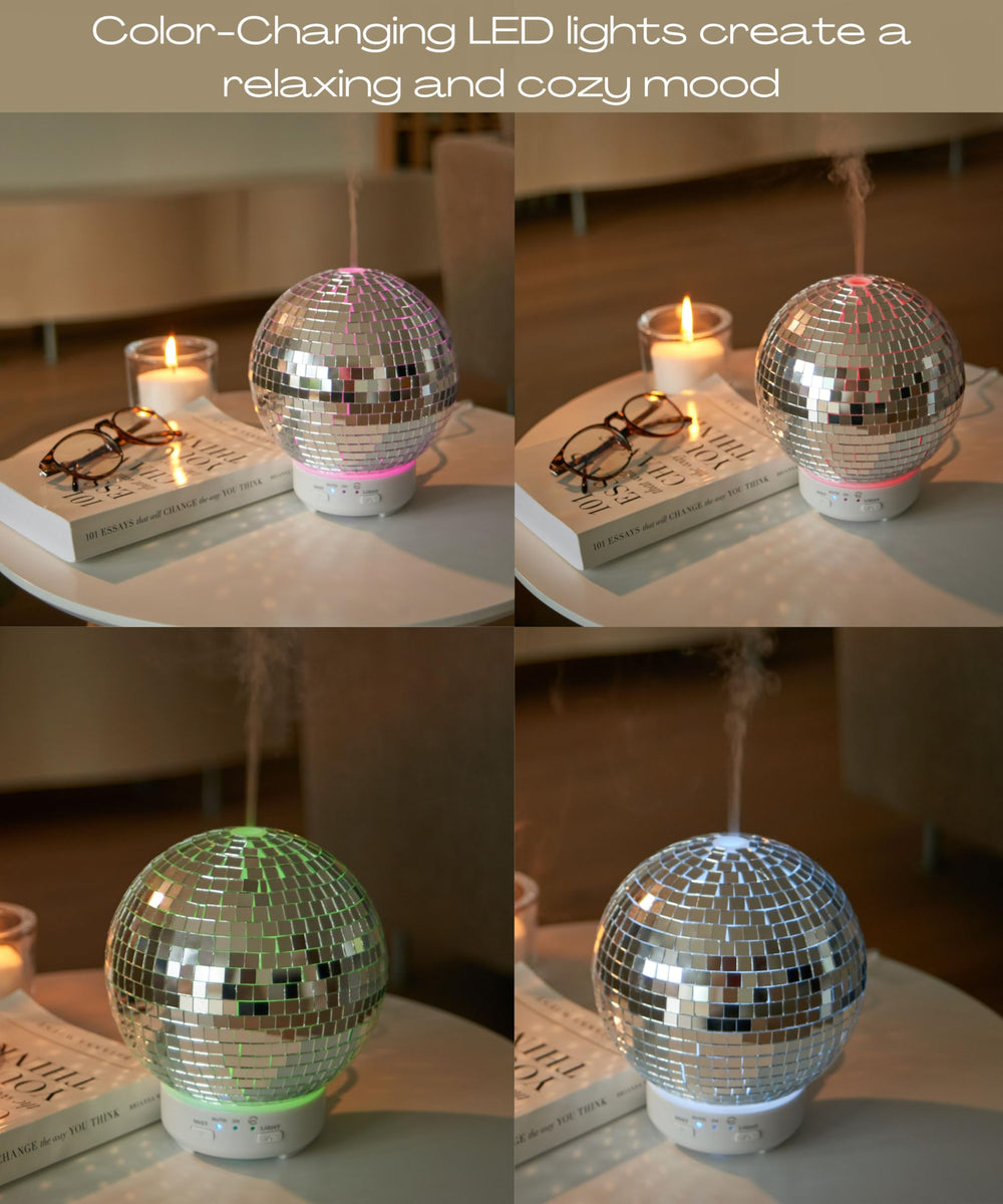 SCANDINORDICA Mirror Ball Diffuser includes a 100mL water tank for aroma diffusion.