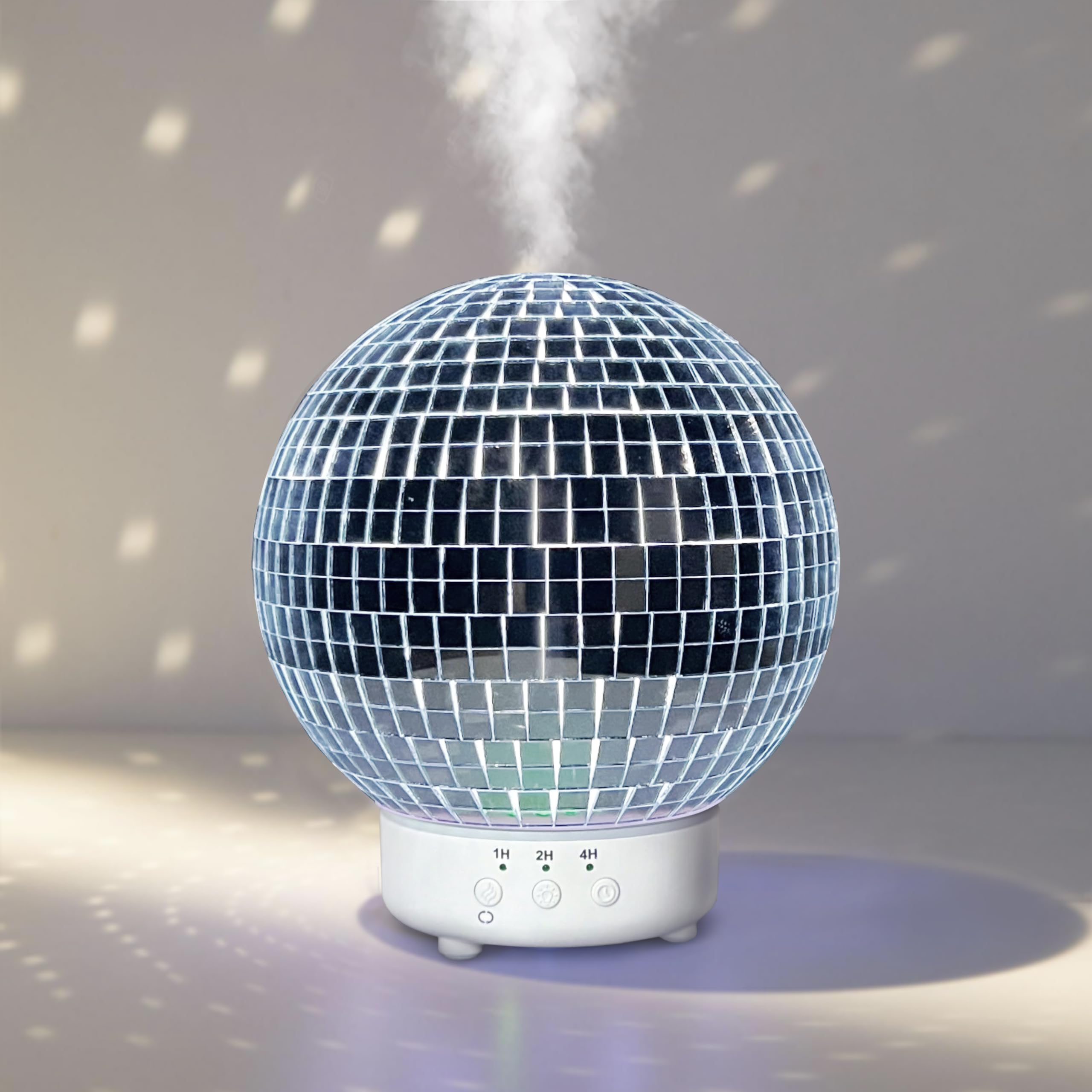 SCANDINORDICA rotating disco ball diffuser hero shot adds nostalgic charm to living rooms.