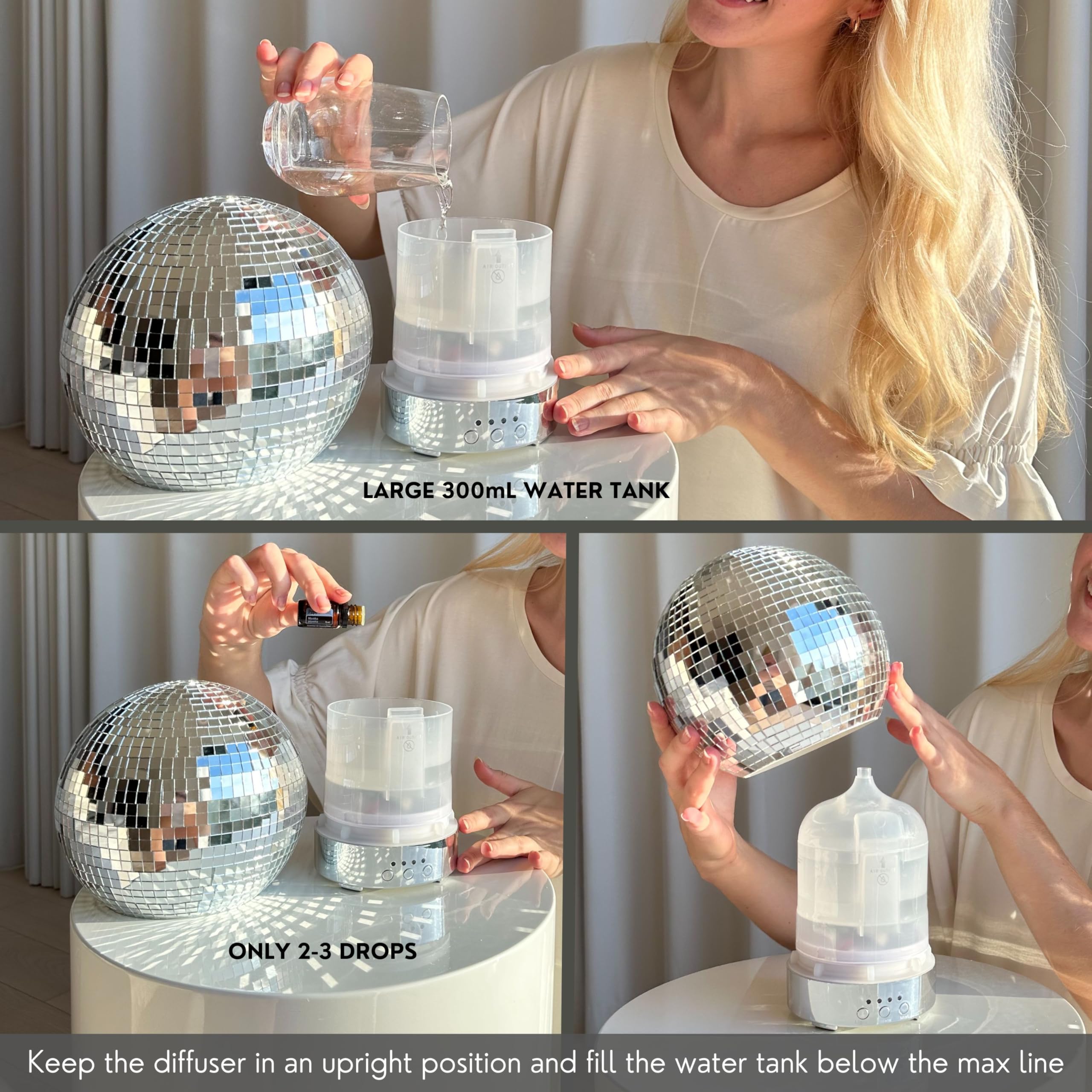 SCANDINORDICA rotating-disco-ball-effect adds a playful centerpiece to desks.