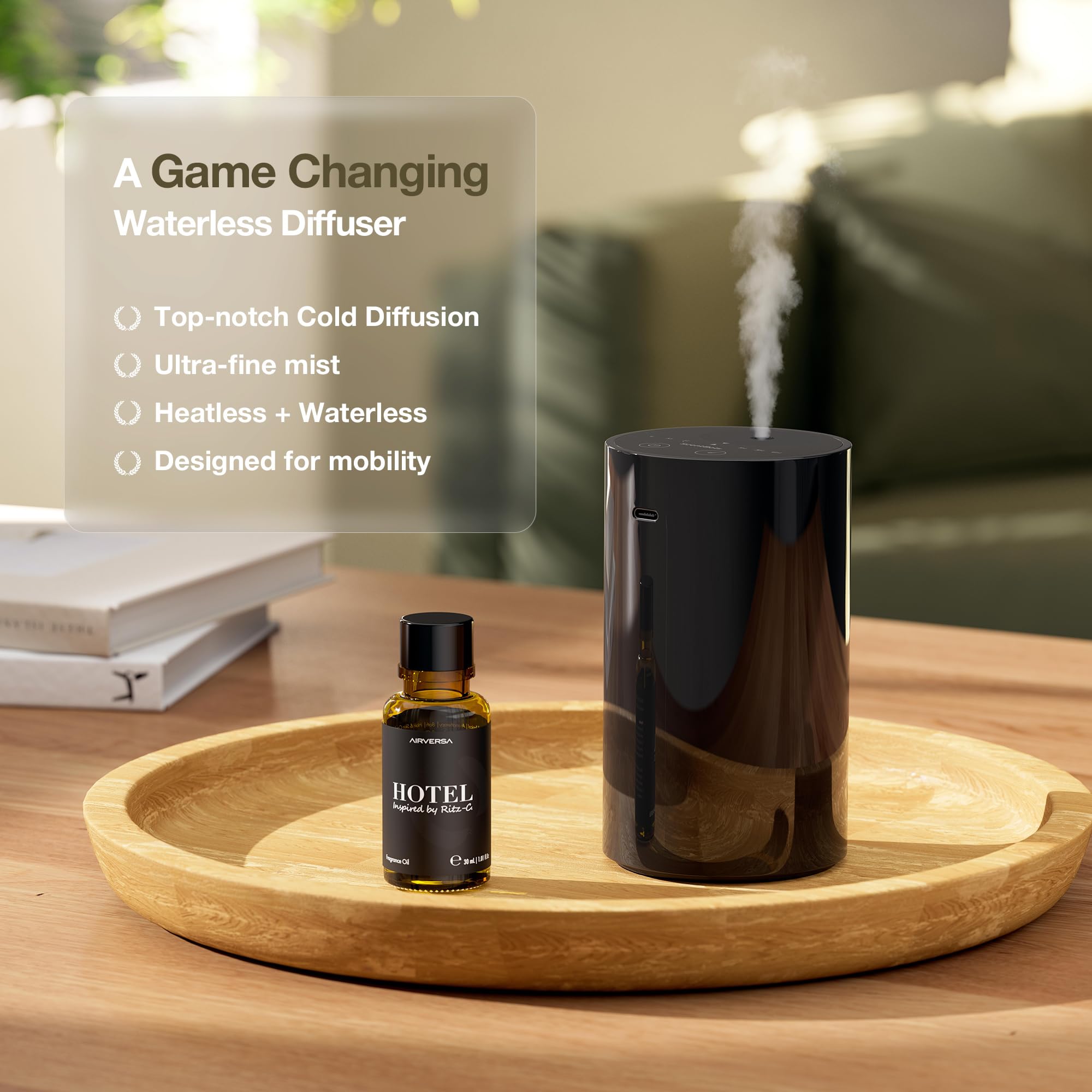 ScentBots waterless diffuser operates quietly without heat for serene spaces