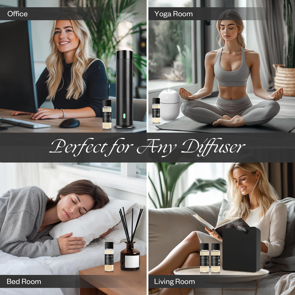 ScentDinbor diffuser-ready-bottle-set shown with a compatible diffuser