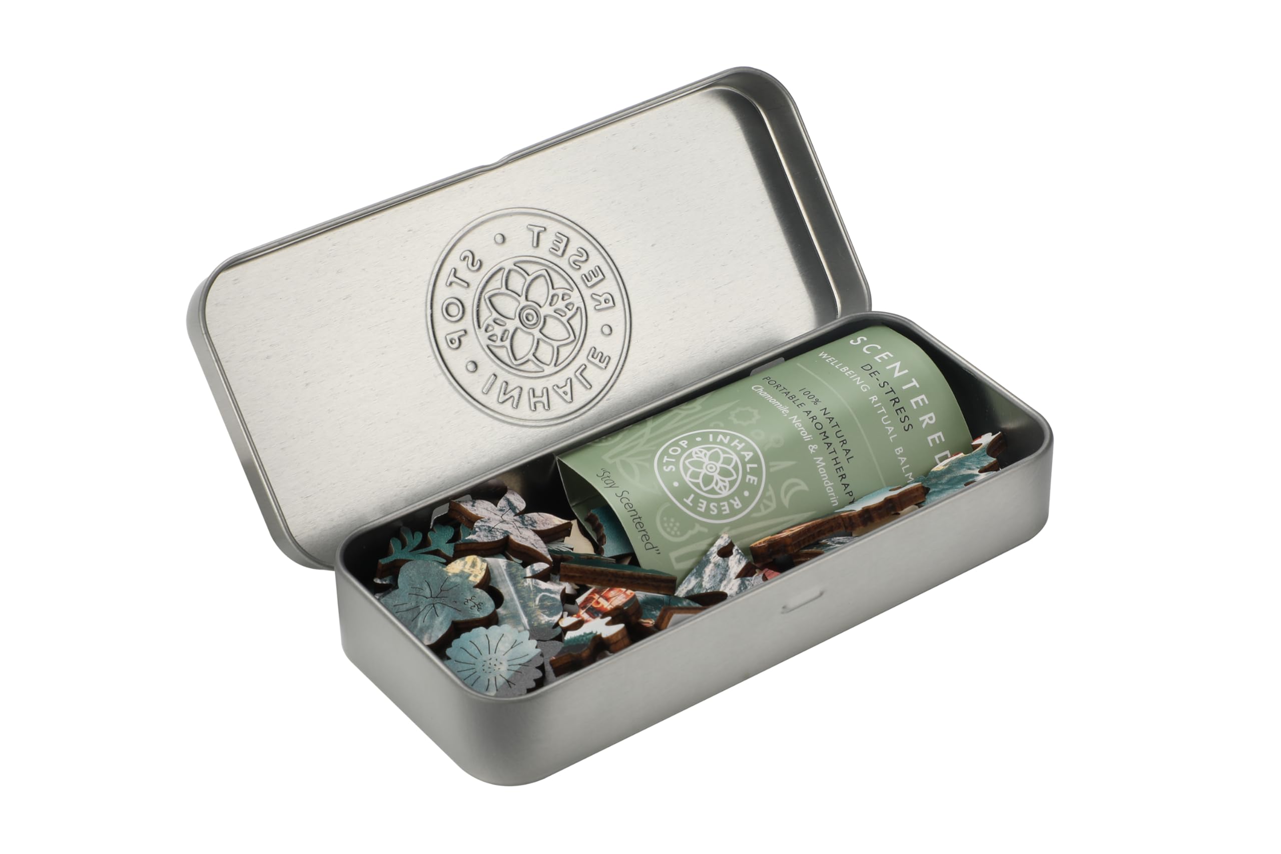 Scentered mindful ritual with puzzle and aromatherapy for relaxation