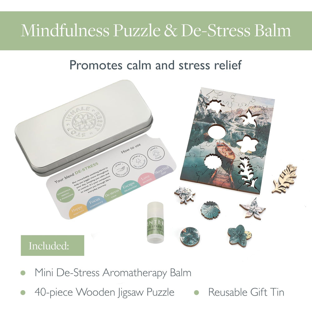 Scentered puzzle in reusable tin packaging for travel-friendly calm