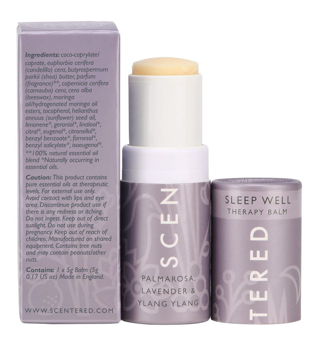 Gift-ready Sleep Well Balm packaging for aromatherapy lovers.