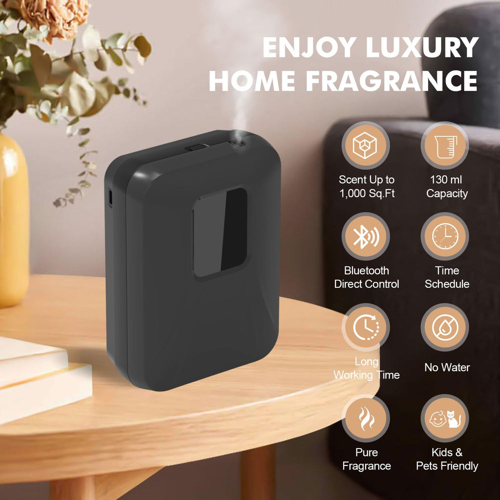 Scentiplus diffuser with 130ml tank indicating long-lasting aroma in larger rooms
