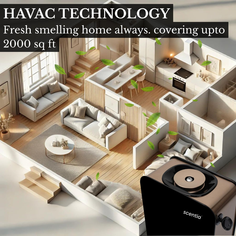 Scentia Casa SC2000 demonstrates coverage up to 2000 sq ft in a large room.