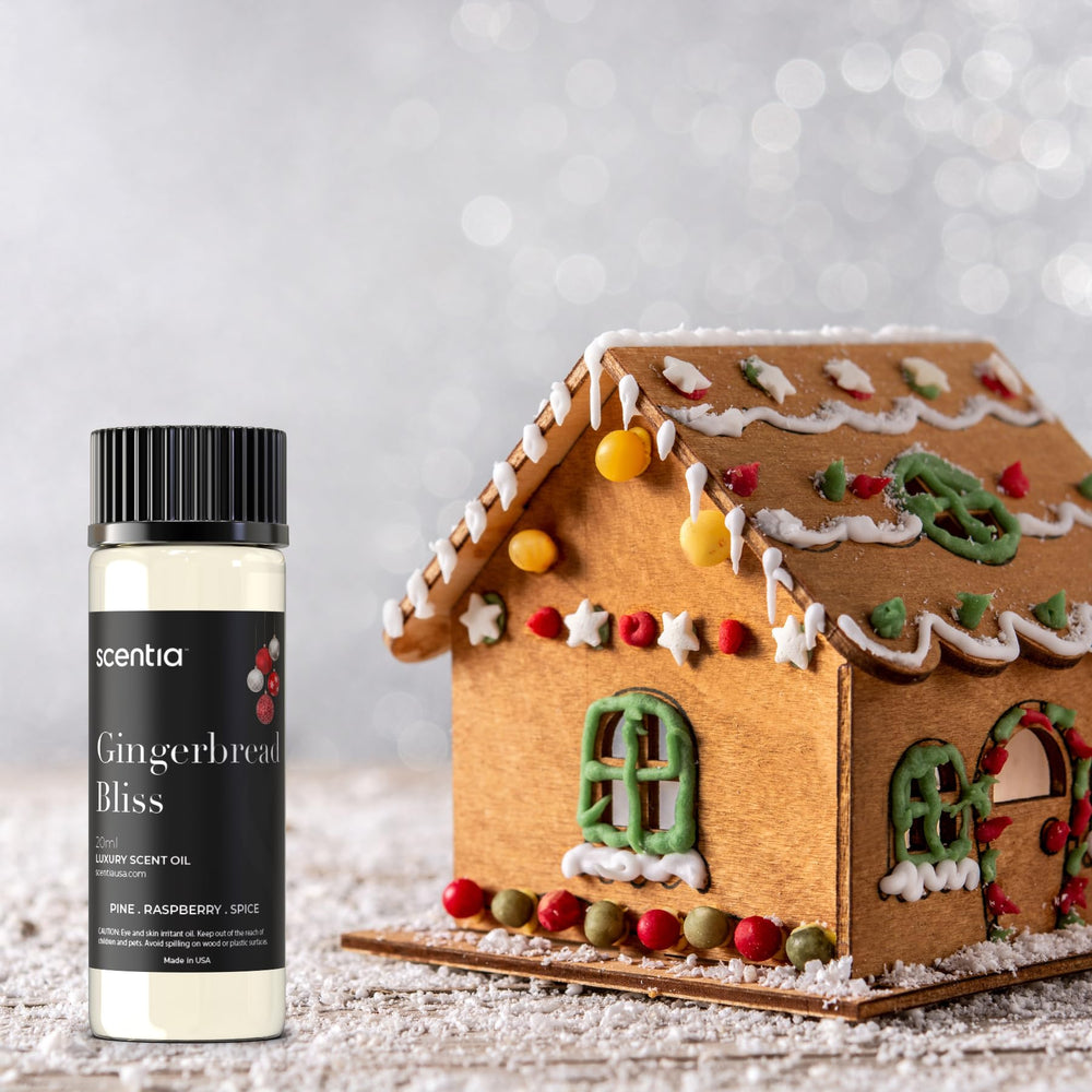 Scentia Gingerbread Bliss bottle captures warm, festive aroma for holiday rooms