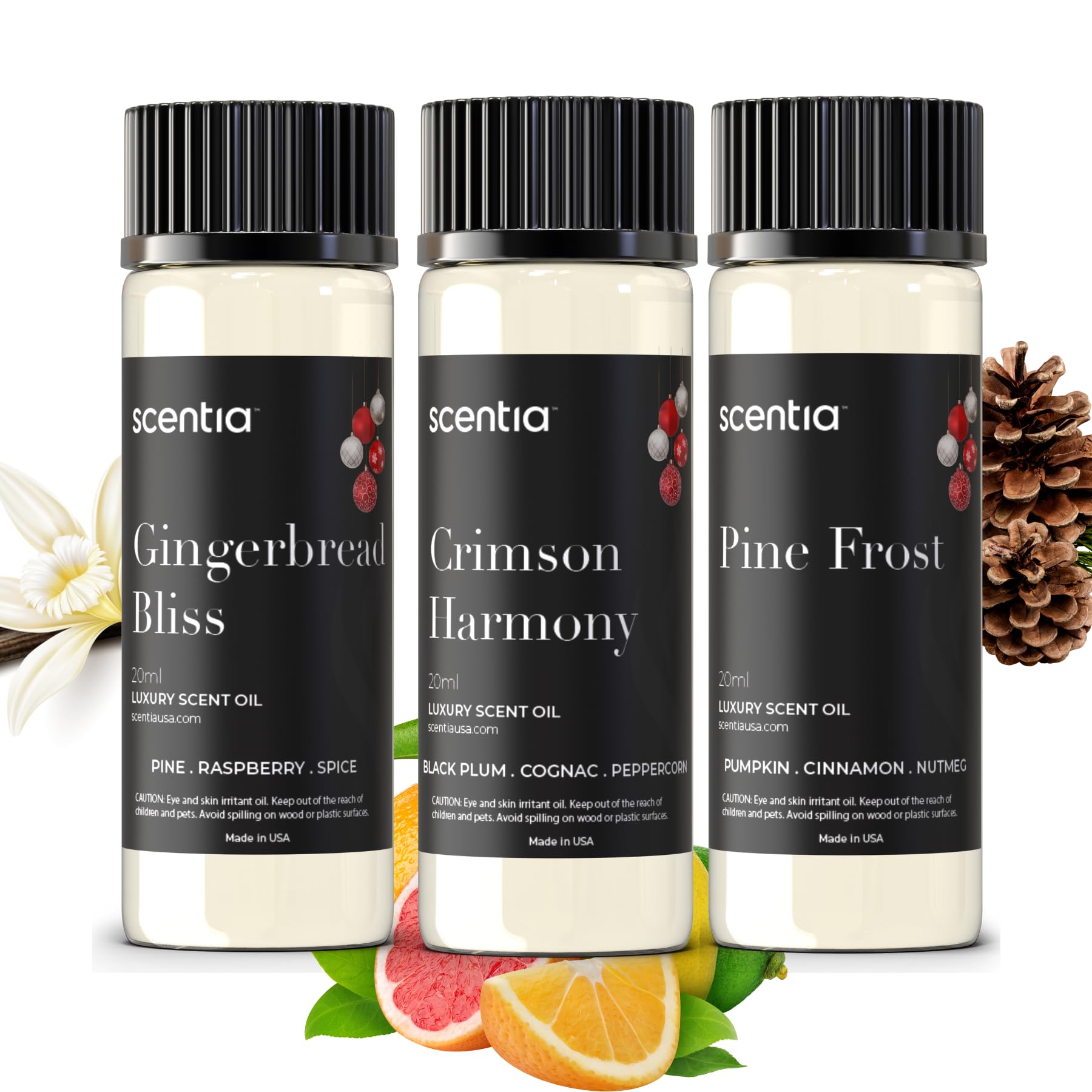 Scentia Pine Frost bottle for diffusers enhances cozy winter ambience