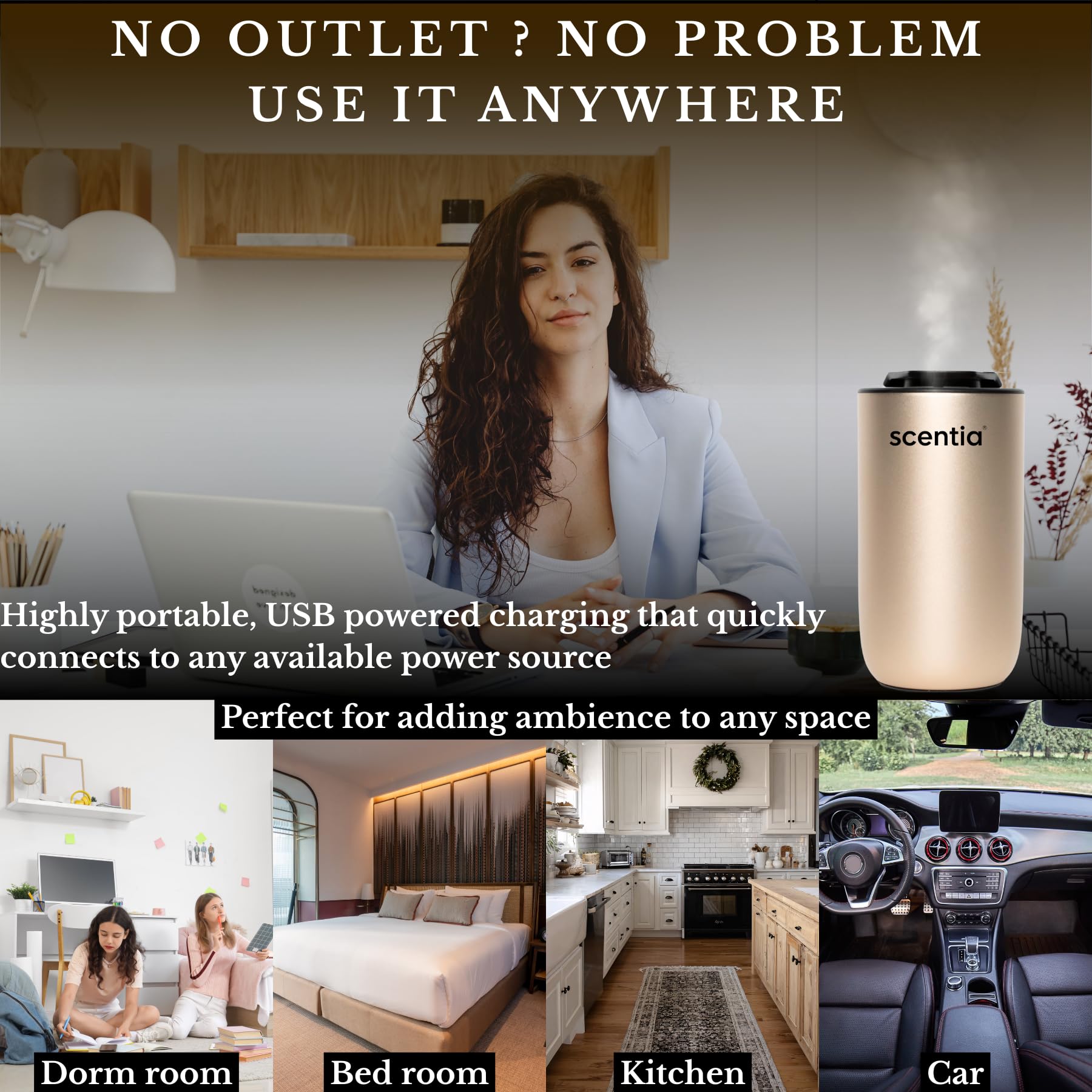Scentia Gold MiniPod with ambient light options creates a calming glow