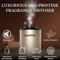 Scentia Gold MiniPod car-mode operation with motion sensing for effortless car fragrance