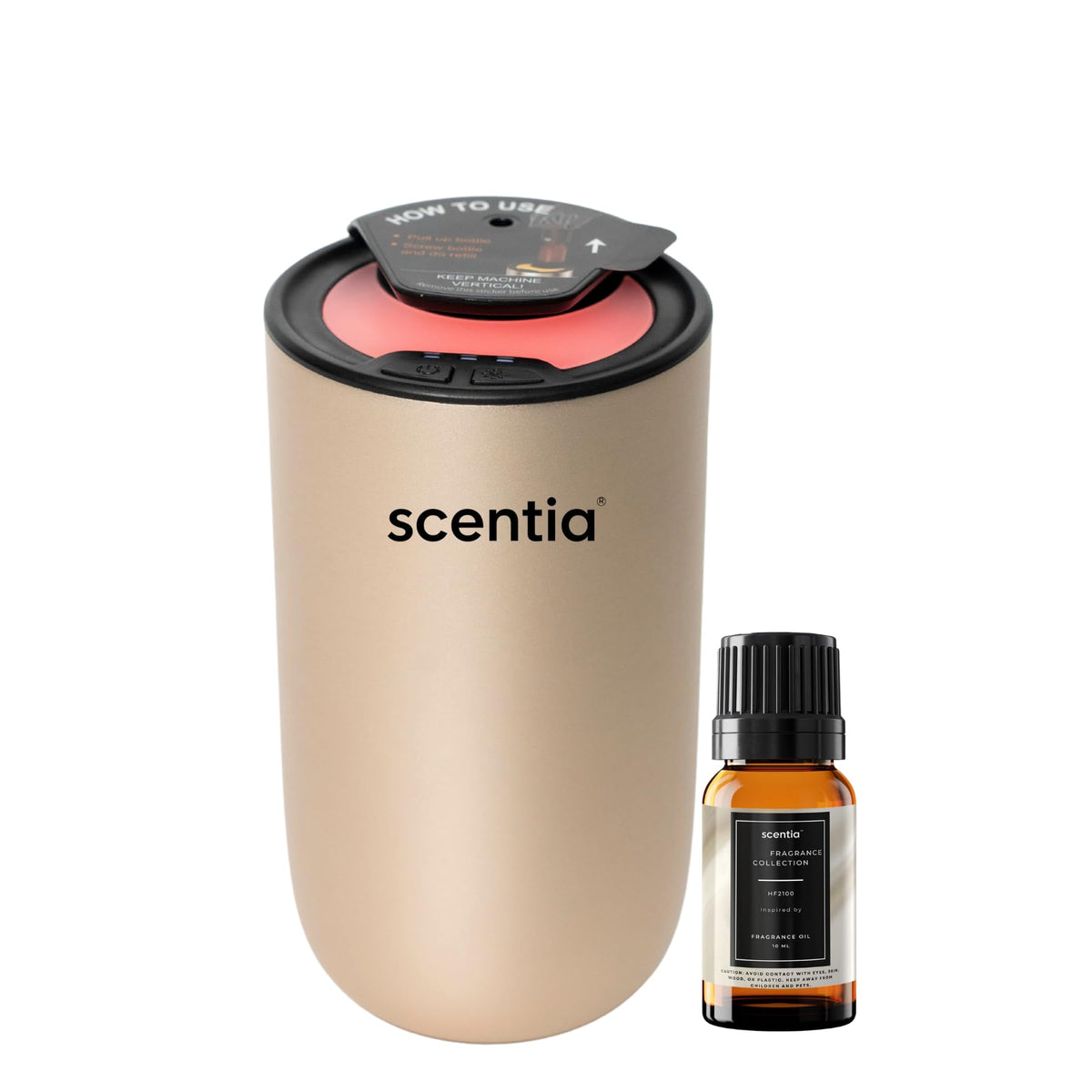 Scentia Gold MiniPod Nebulizer Diffuser in gold finish for hotel-like fragrance at home