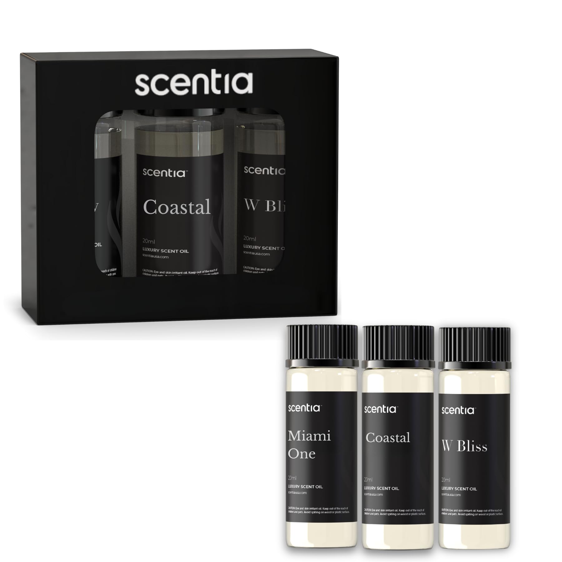 Three 20ml sampler bottles by Scentia for discovery