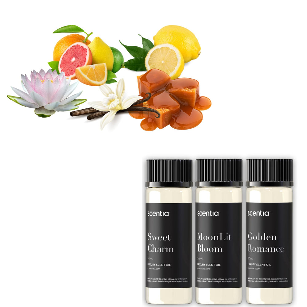 Scentia Love Collection Sweet Charm bottle, romantic fragrance for intimate spaces.