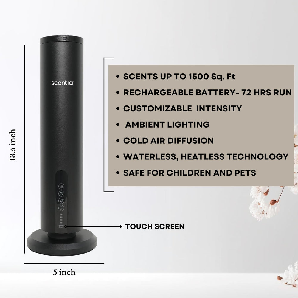Scentia Max diffuser on a desk with black finish for room-wide aroma.