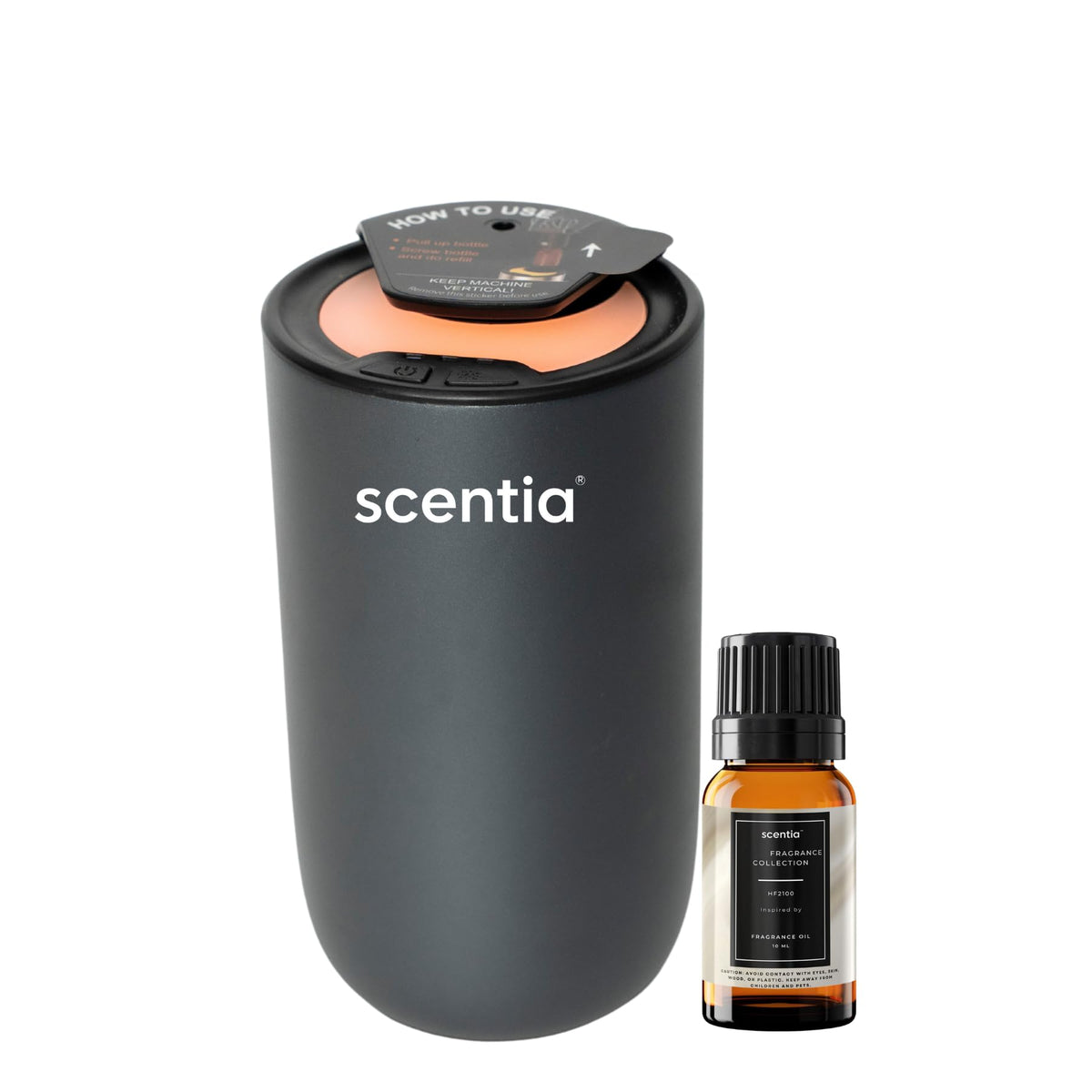 Scentia MiniPod waterless diffuser front view highlighting Titanium finish for home use.