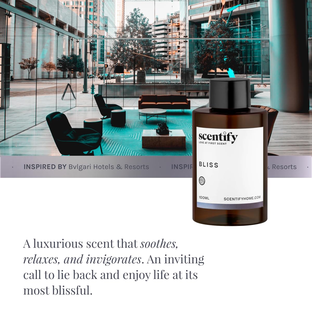 Scentify Bliss middle notes of white tea and violet evoke elegance