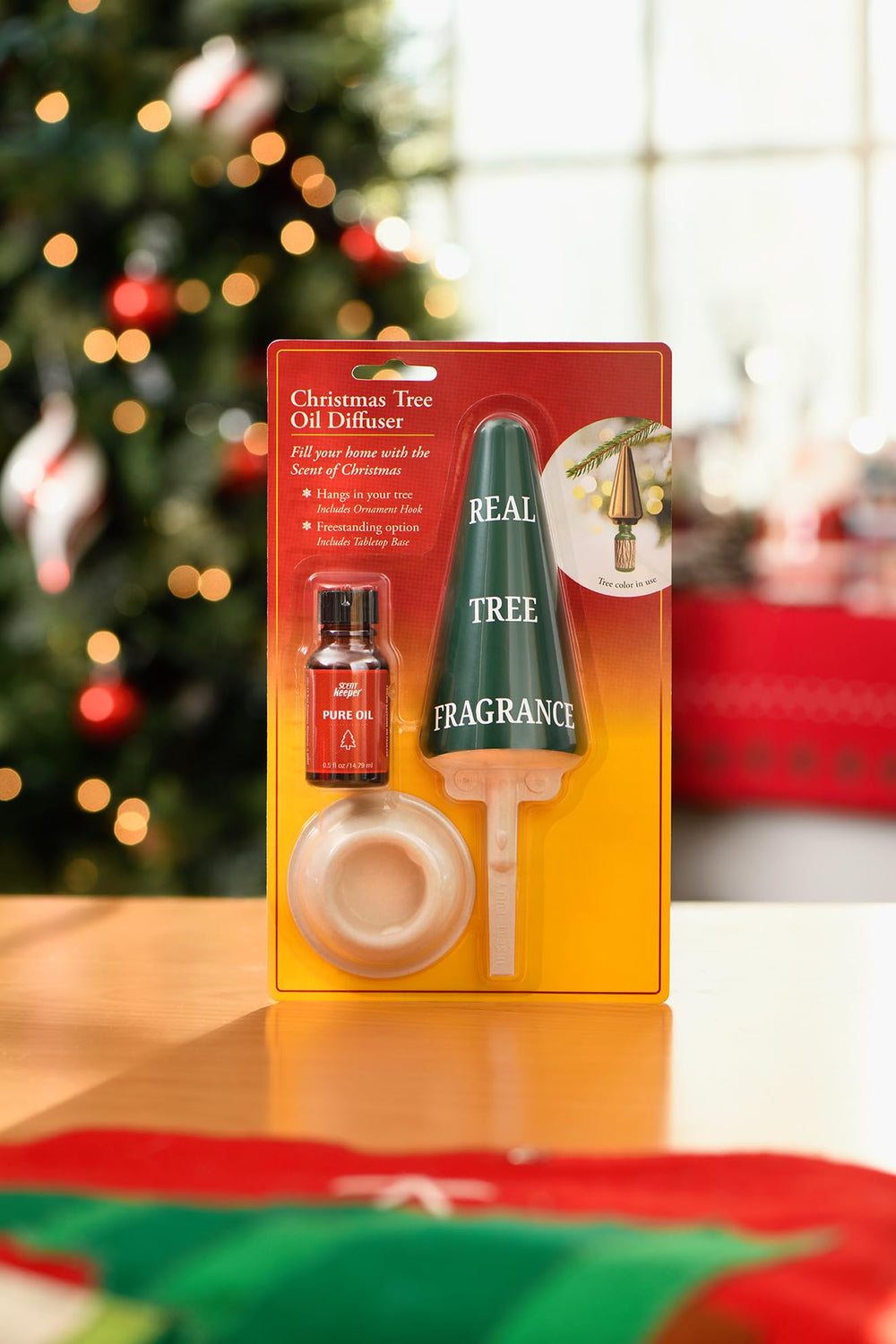 SCENTKEEPER Christmas Tree Diffuser elevated room setup enhances ambience.
