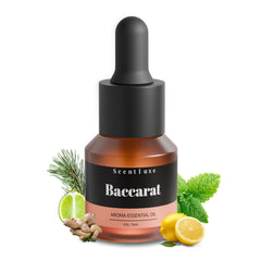 Scentluxe Baccarat-inspired diffuser oil bottle with 15ml dropper for precise room diffusion.