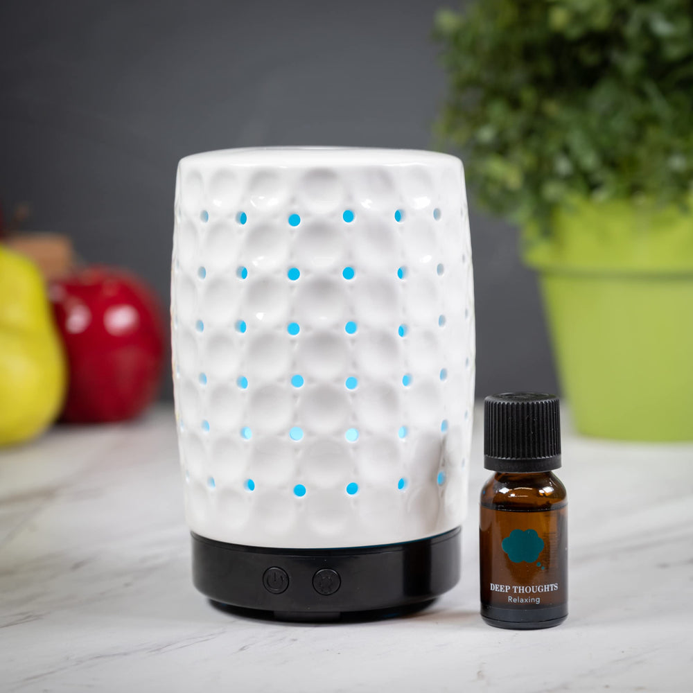 Scentsationals Eclectic Diffuser with lid open for easy oil refills and setup