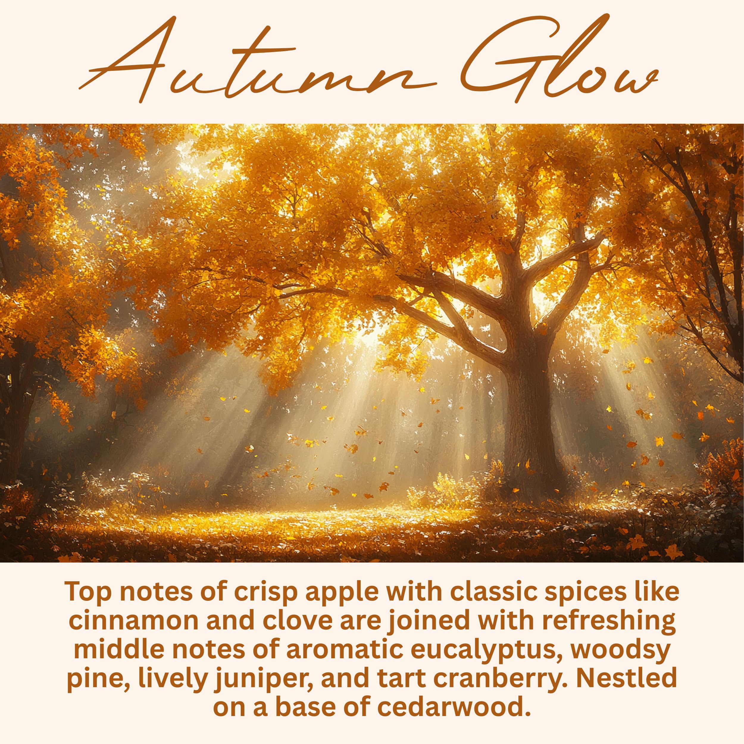 Scentury Autumn Glow candle jar front, inviting warm notes in any room