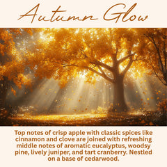 Scentury Autumn Glow candle jar front, inviting warm notes in any room