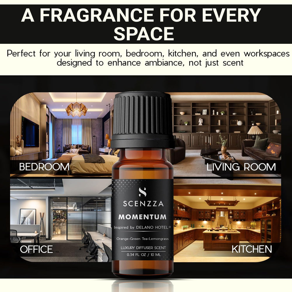 SCENZZA Momentum base-notes detail conveys warm, lasting aroma.