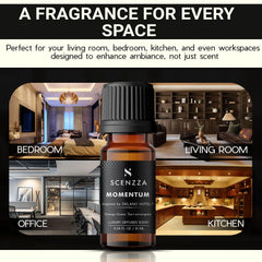 SCENZZA Momentum base-notes detail conveys warm, lasting aroma.