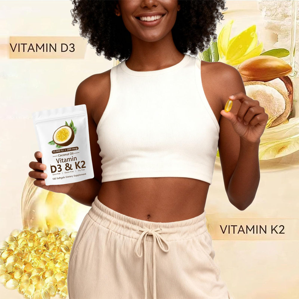 CrownHer D3 K2 softgel with coconut oil enhances absorption for better daily wellness.