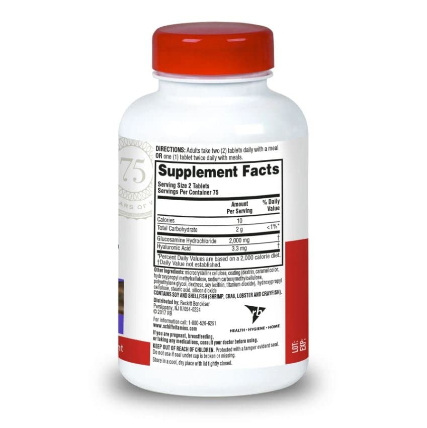 Schiff Glucosamine 2000mg softgels pack close-up highlighting potency.