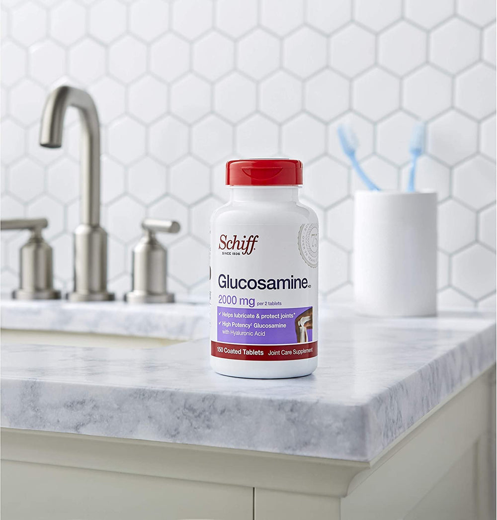Schiff Glucosamine with Hyaluronic Acid label detail lists 2000mg per serving.