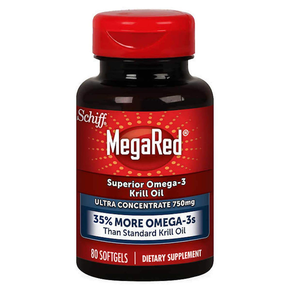 Schiff MegaRed krill oil softgels bottle with high absorption omega-3