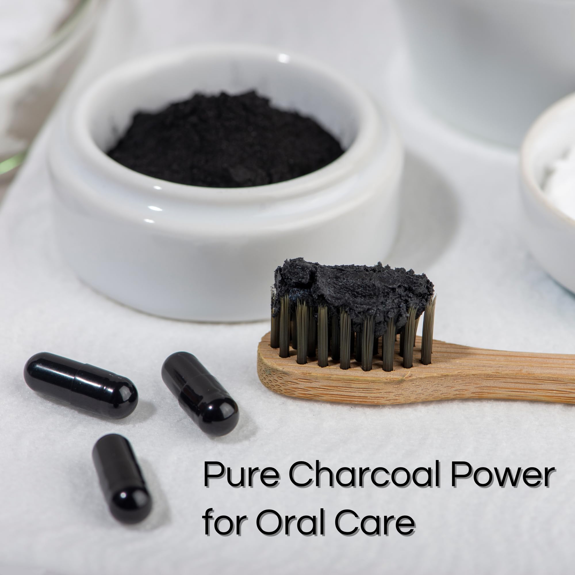 Schizandu Organics coconut charcoal ingredients label features non-GMO and vegan options.