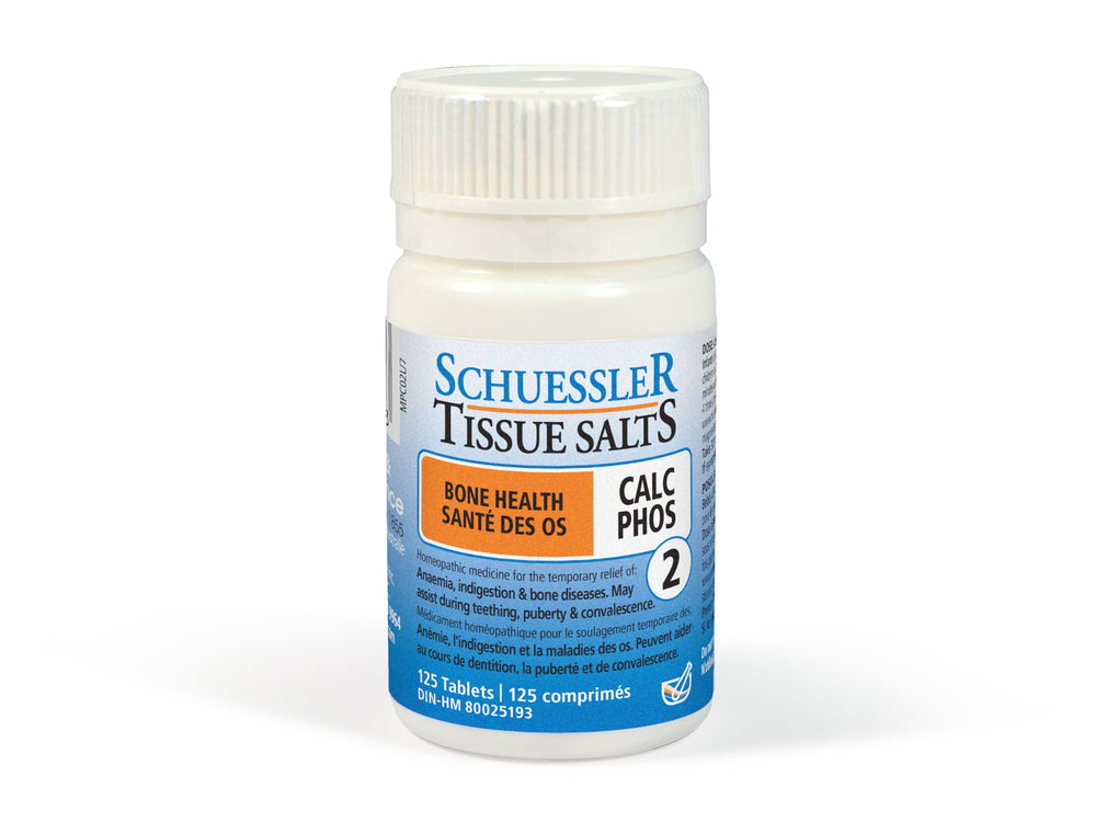 Schuessler Calc Phos 6X 125 CT bottle front view for bone health support.