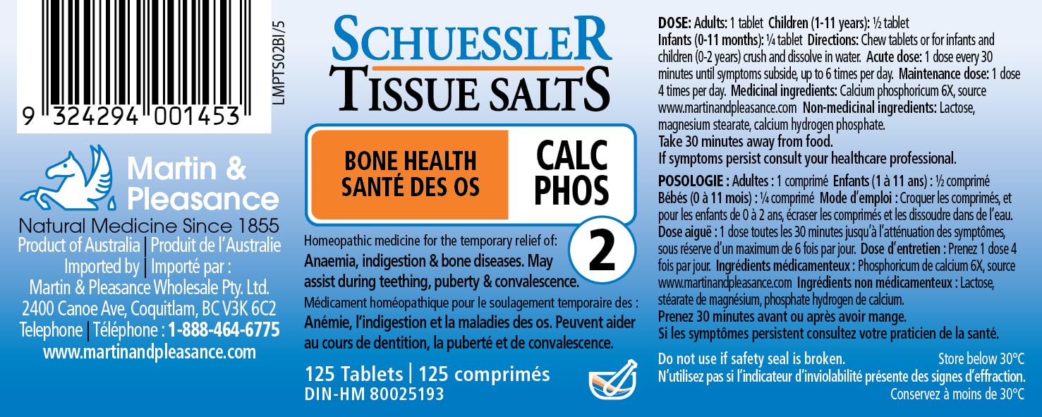 Schuessler Calc Phos 6X tablets close-up for daily vitality.