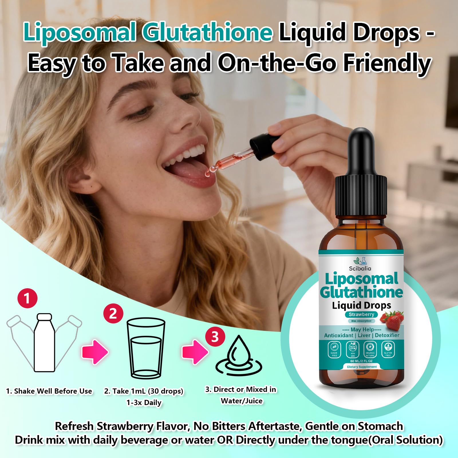 Scibalia liposomal glutathione vegan non-GMO gluten-free label for dietary compatibility