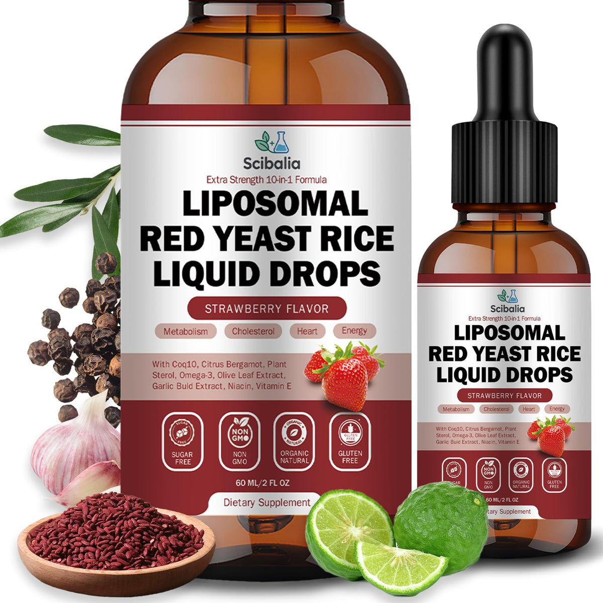 Scibalia liposomal red yeast rice bottle supports easy daily supplementation